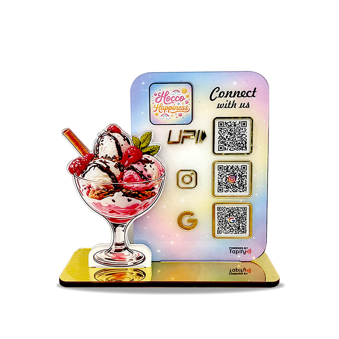 Ice-Cream Shaped Smart NFC 3-in-1 Table Top Standee