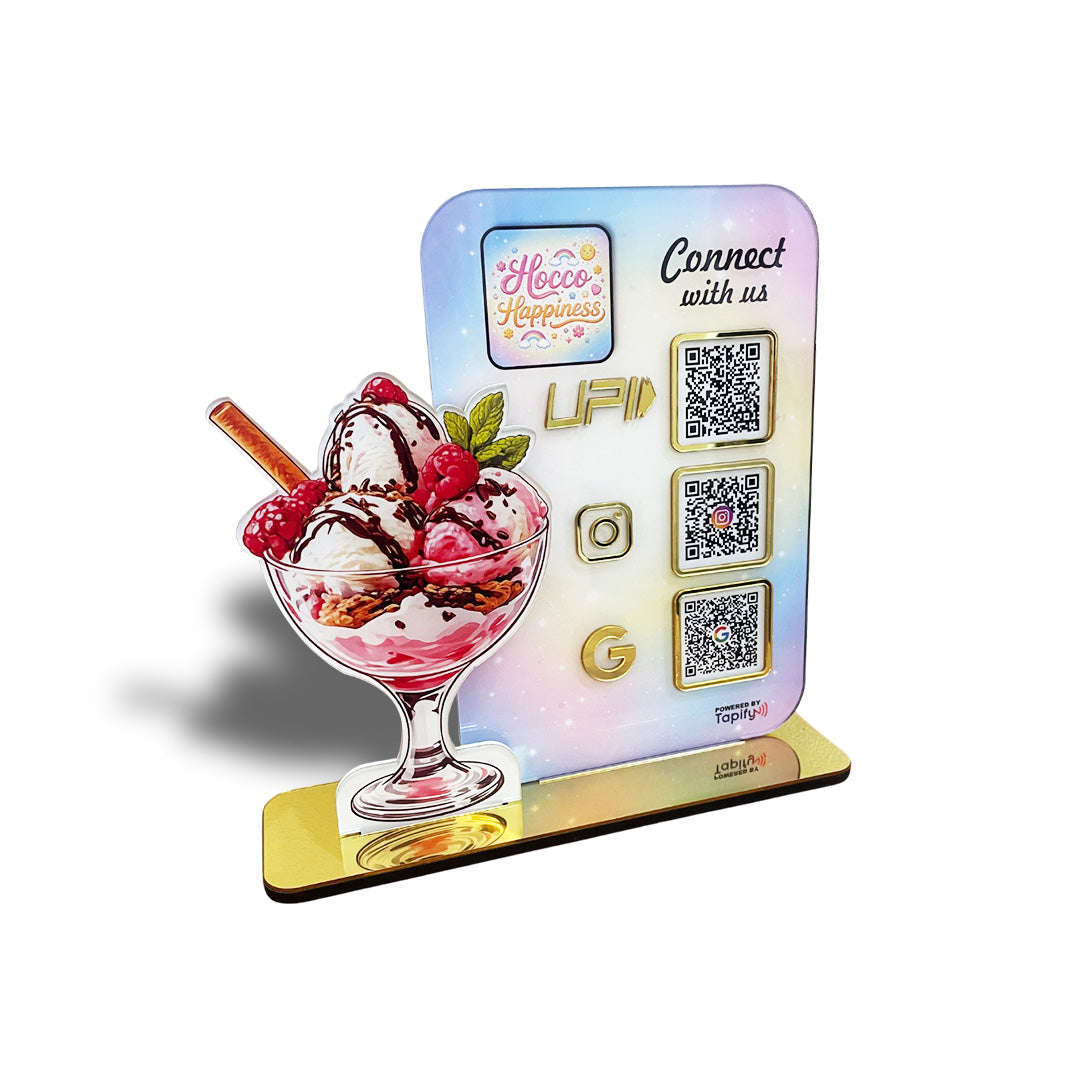 Ice-Cream Shaped Smart NFC 3-in-1 Table Top Standee