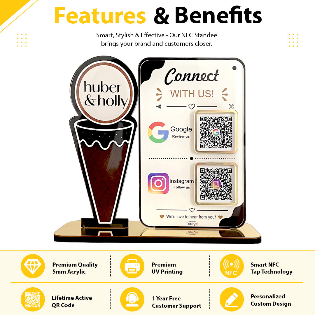 Ice-Cream Cutout Shaped Smart NFC 2-in-1 Table Top Standee
