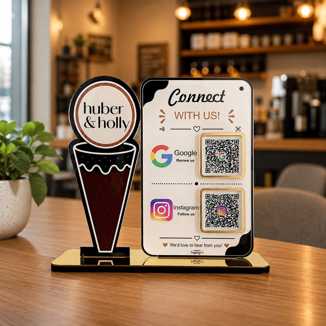 Ice-Cream Cutout Shaped Smart NFC 2-in-1 Table Top Standee