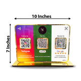 Premium Smart NFC 3QR Table Top Standee | Social Media Theme Edition- Instagram, UPI, Google
