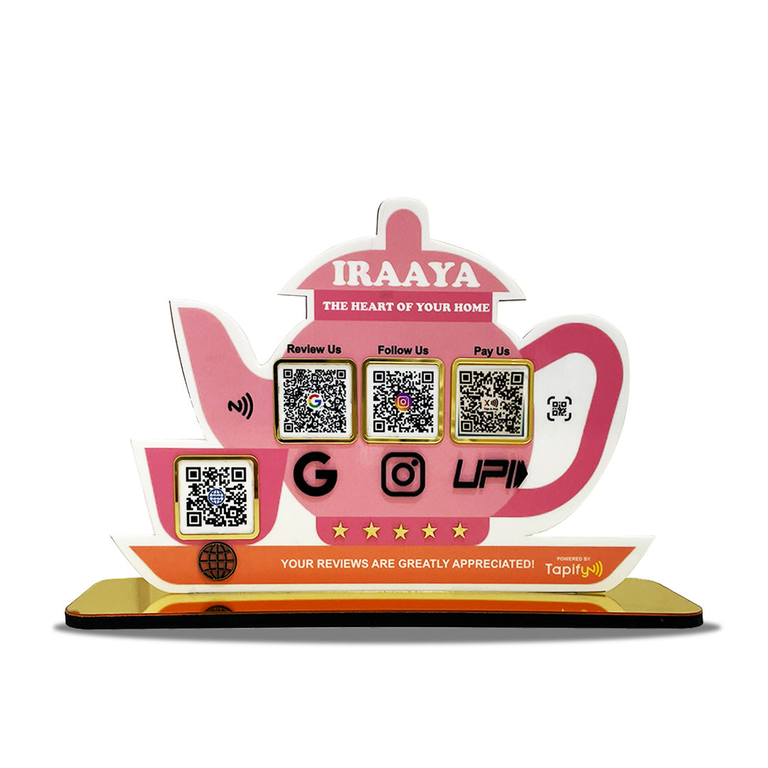 Kettle and Cup Shaped - Smart NFC 4-in-1 Tabletop Standee