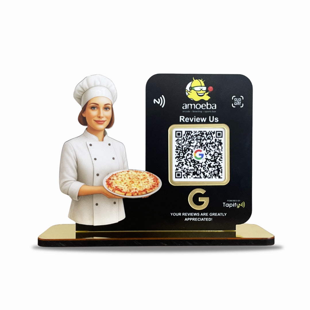 Chef Cutout Smart NFC 1QR Standee - For Pizza Outlet