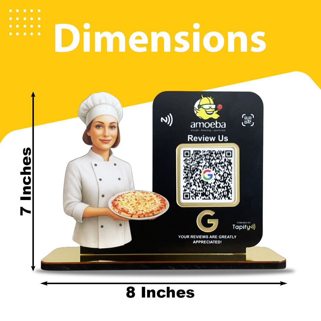 Chef Cutout Smart NFC 1QR Standee - For Pizza Outlet