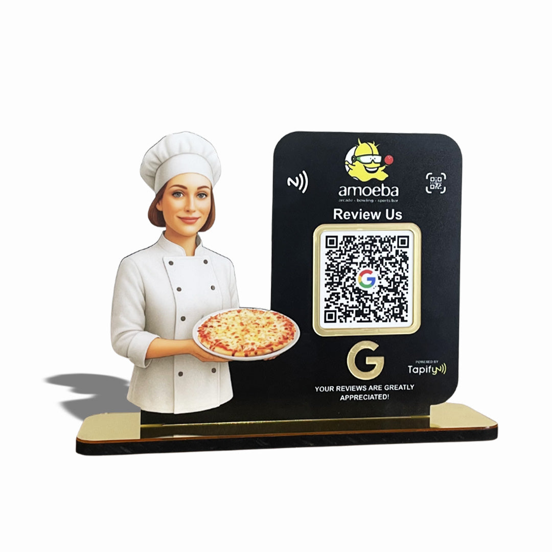 Chef Cutout Smart NFC 1QR Standee - For Pizza Outlet