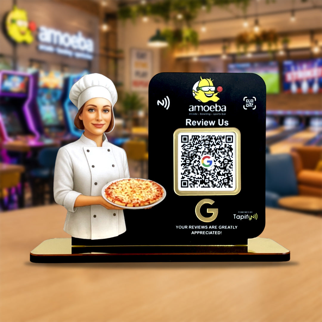 Chef Cutout Smart NFC 1QR Standee - For Pizza Outlet