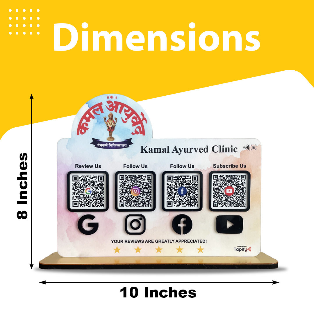 Ayurved Clinic Logo Cutout Shaped Smart NFC 4-in-1 Tabletop Standee