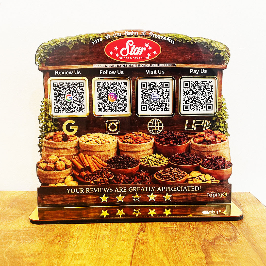 Spices Cutout Shaped 4QR Table Top Smart NFC Standee-II