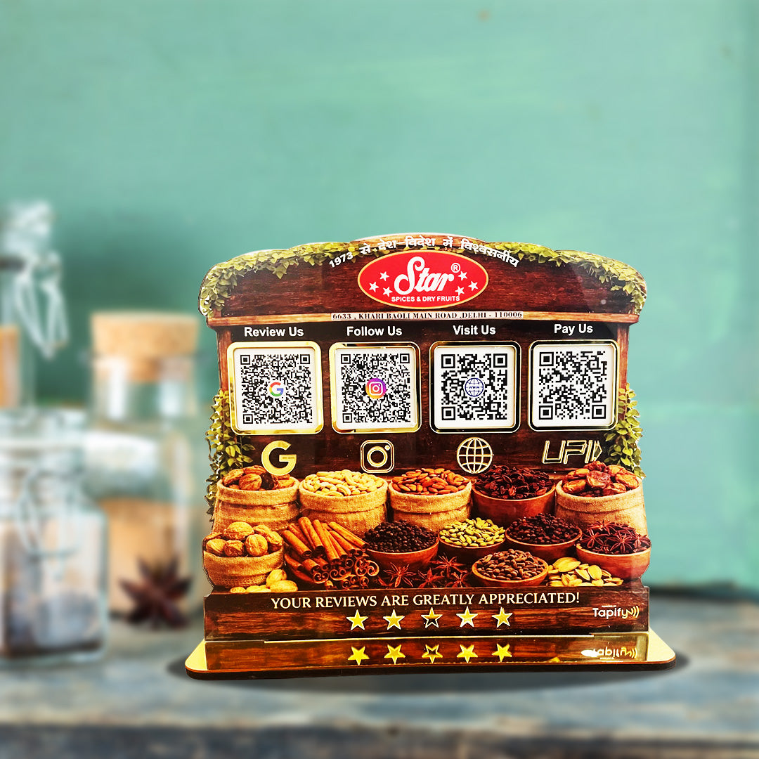 Spices Cutout Shaped 4QR Table Top Smart NFC Standee-II
