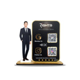 Men in suit Cutout Premium Smart NFC 2QR Standee - For Garment Shop - Big Size
