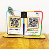 Mor Pankh Cutout Smart NFC 2QR Table Top Standee | Paytm, Google