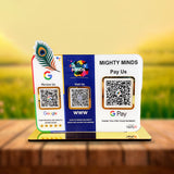 Mor Pankh Cutout Premium Smart NFC 3QR Table Top Standee |Google, Website, GPay