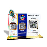 Mor Pankh Cutout Premium Smart NFC 3QR Table Top Standee |Google, Website, GPay