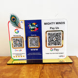 Mor Pankh Cutout Premium Smart NFC 3QR Table Top Standee |Google, Website, GPay