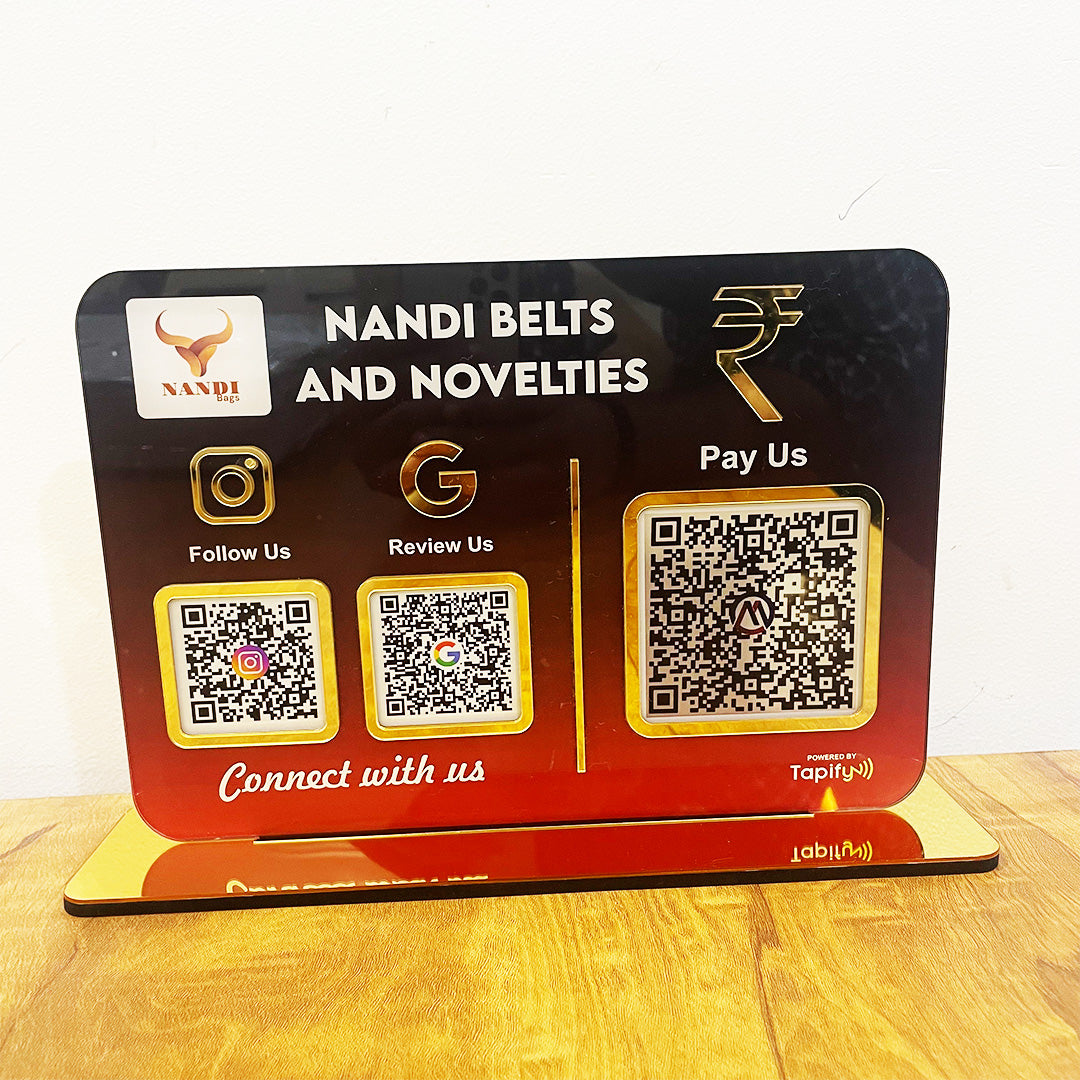 Big UPI + Social Media - Smart NFC 3-in-1 Table Top Standee | Gradient Theme