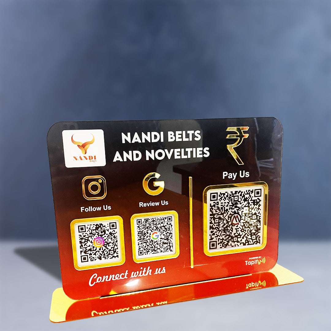 Big UPI + Social Media - Smart NFC 3-in-1 Table Top Standee | Gradient Theme
