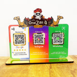 Logo Cutout Smart NFC 3QR Table Top Standee | Social Media Theme Edition