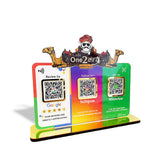 Logo Cutout Smart NFC 3QR Table Top Standee | Social Media Theme Edition