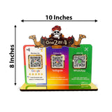Logo Cutout Smart NFC 3QR Table Top Standee | Social Media Theme Edition