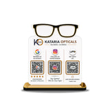 Spectacle Shaped Cutout Edition - Smart NFC 3 QR Table Top Standee - Optical Business