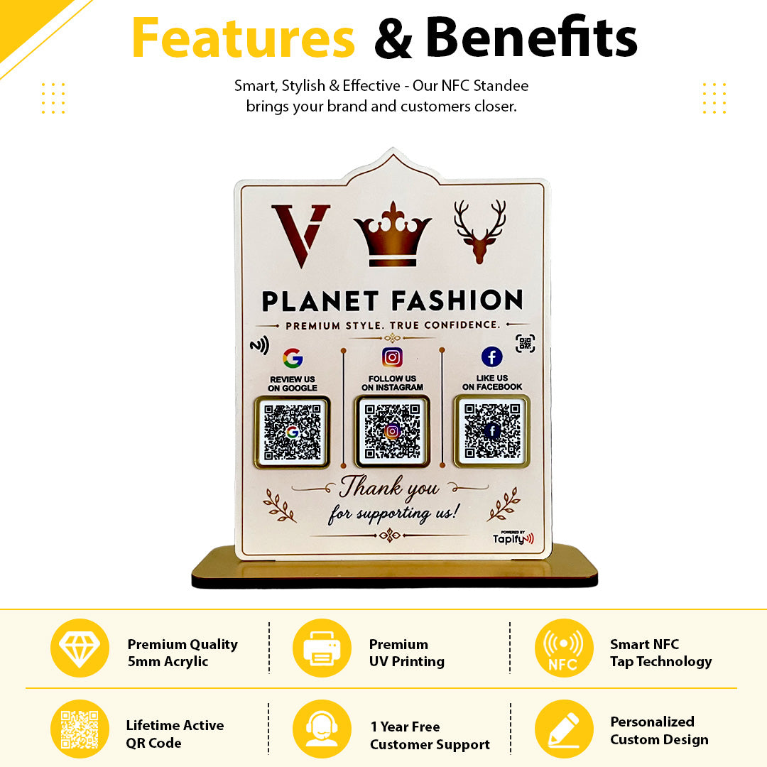 Premium Smart NFC 2-in-1 Table Top Standee - Arch Style