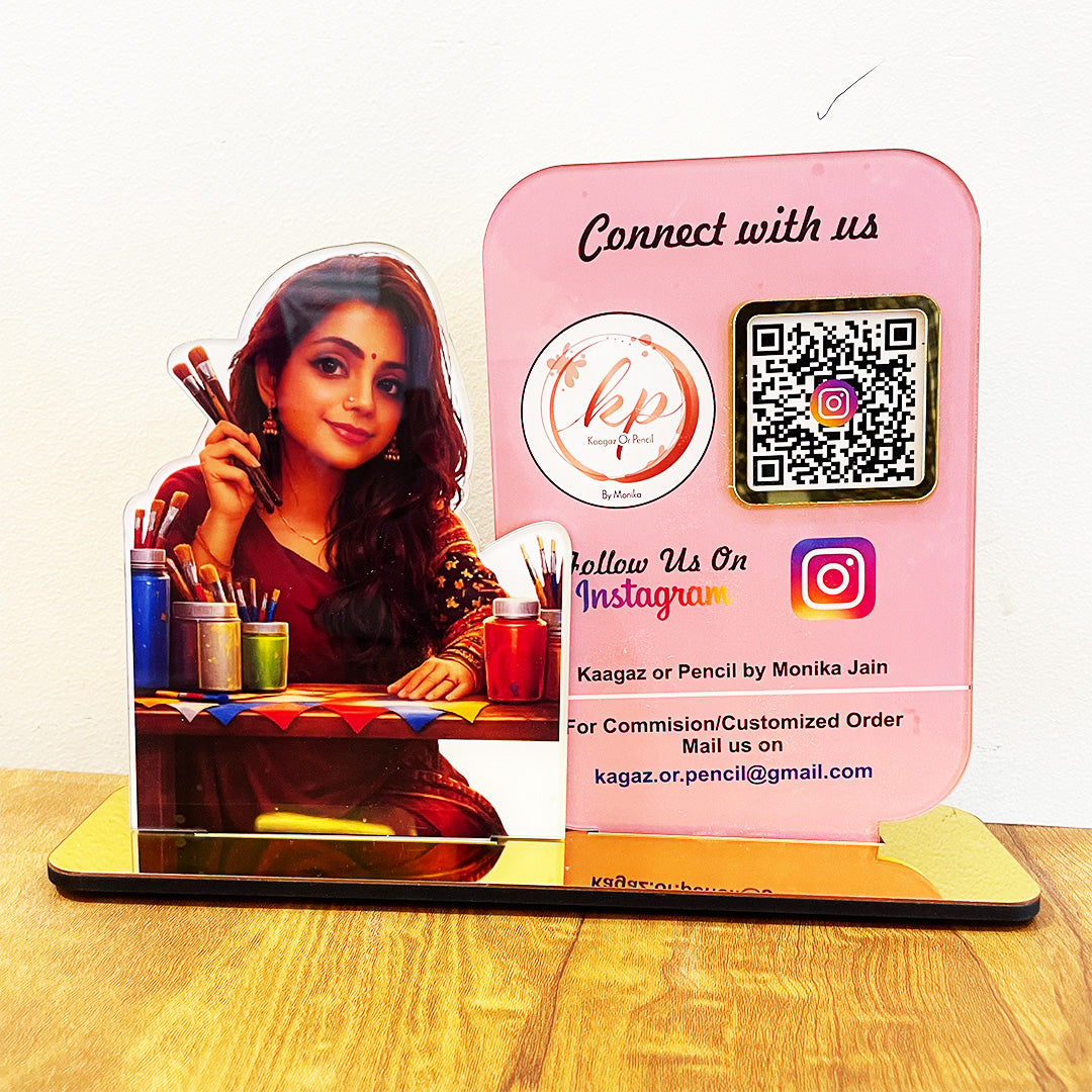 Your Custom Cutout Smart NFC - Premium  1QR Tabletop Standee-IV-Instagram