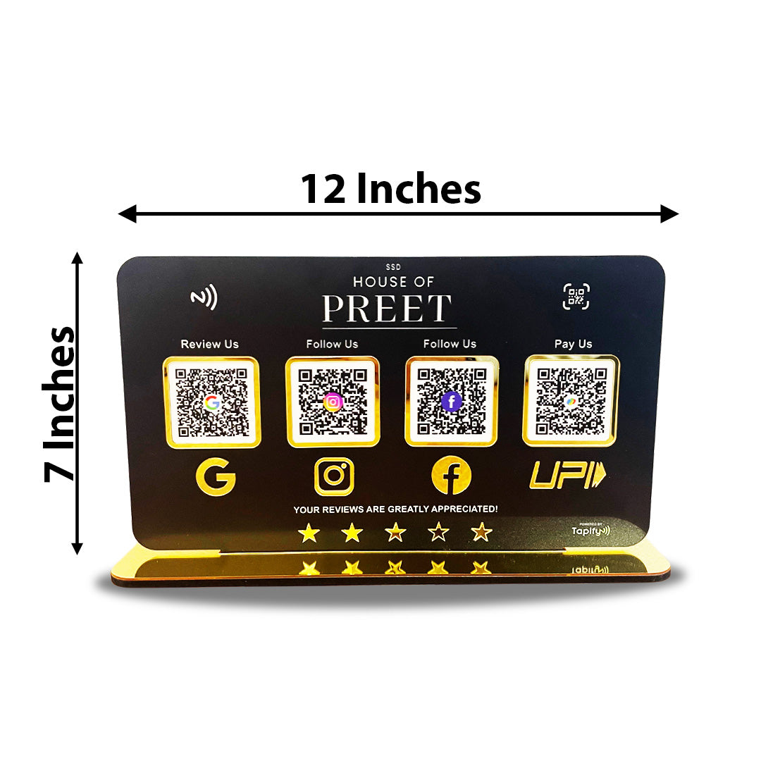 Smart NFC 4-in-1 Table Top Standee - Landscape Edition | Black Colour-BIg Size