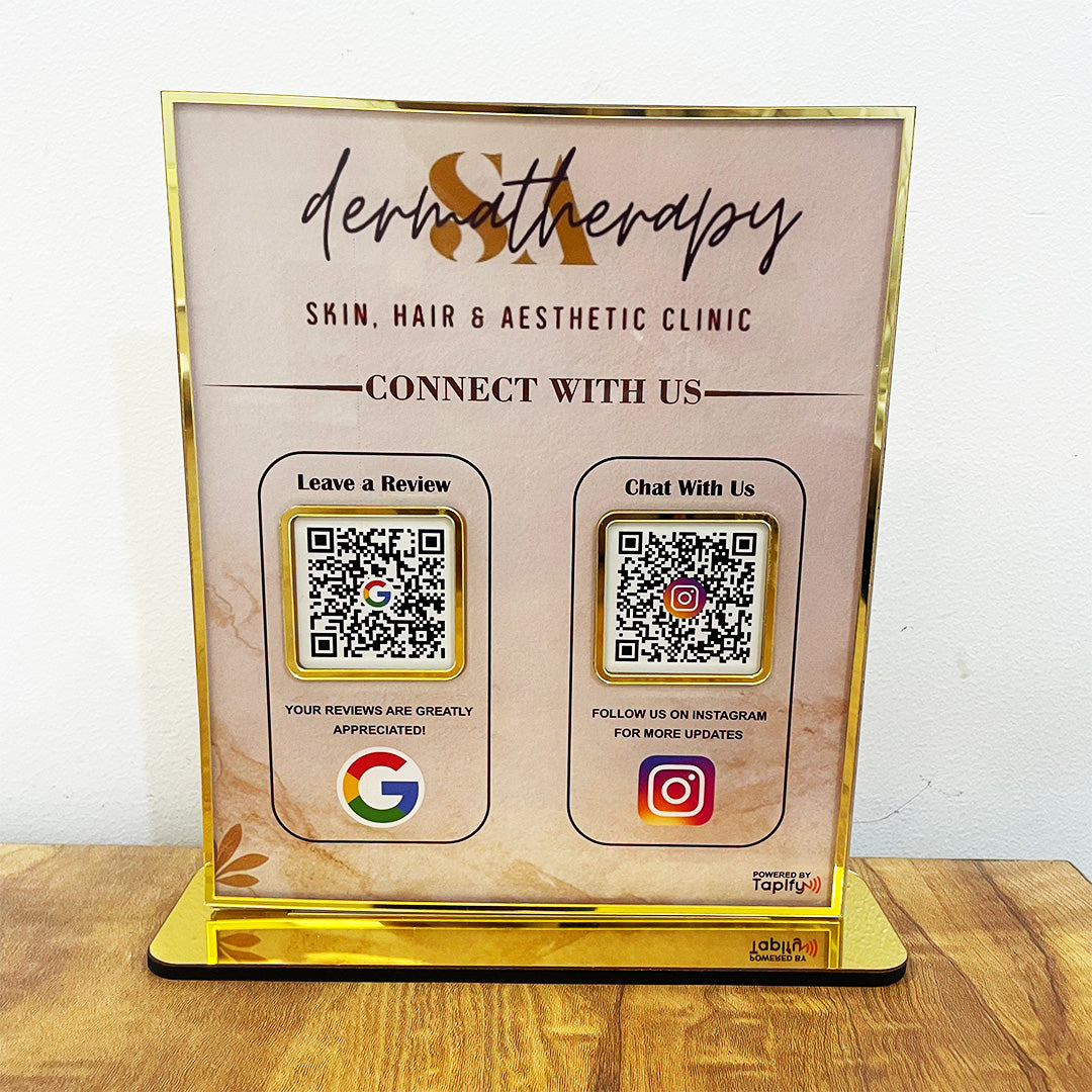 Premium Smart NFC 2-in-1 Table Top Standee - Marble Theme