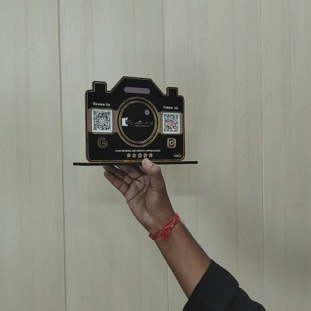 Camera Shaped - 2 QR Table Top Standee