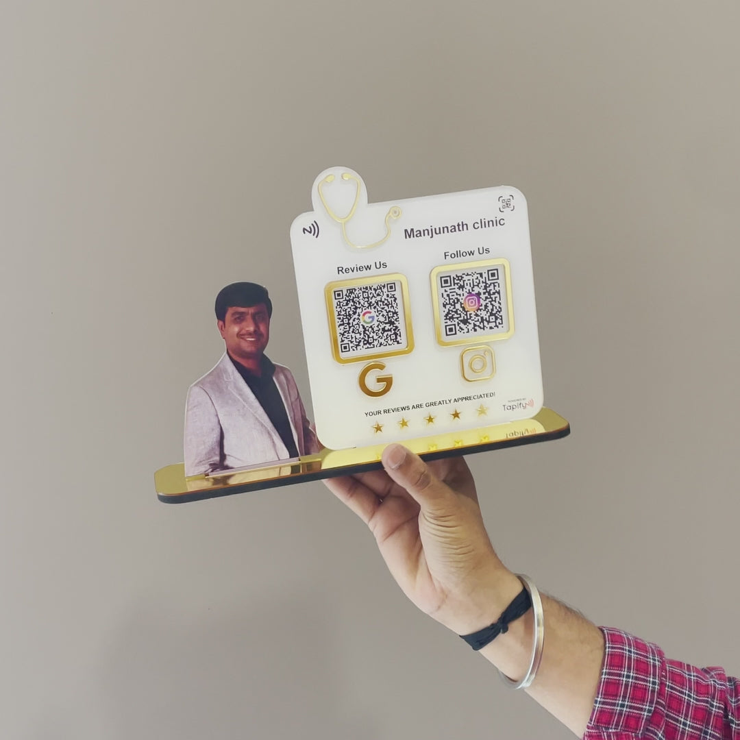 Doctor Cutout Shape - Smart NFC - 2 QR  Table Top Standee