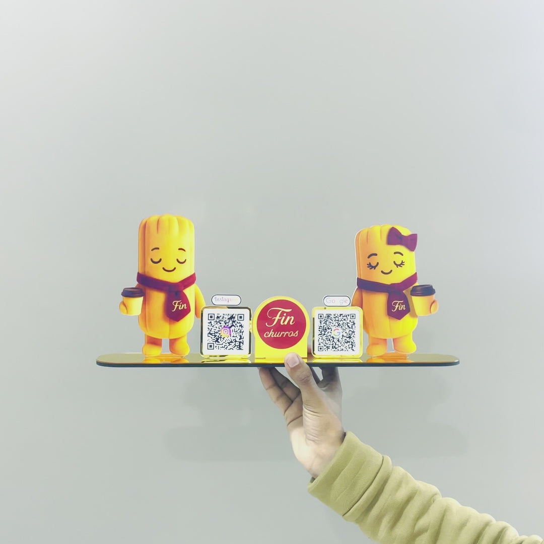 Teddy Cutout Smart NFC 2QR Standee - For Restaurant