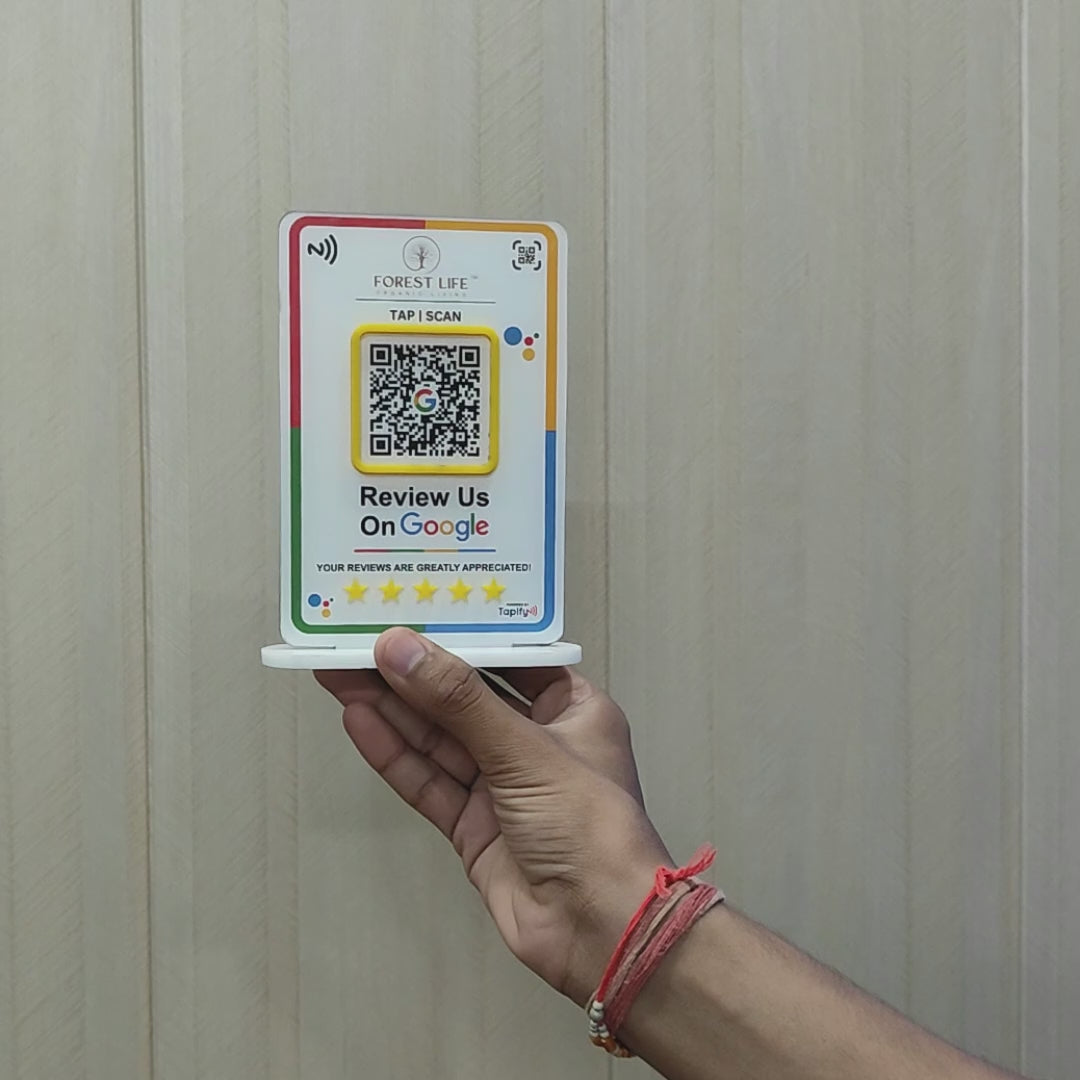 Smart NFC  - 1 QR - Table Top - Google Review Standee