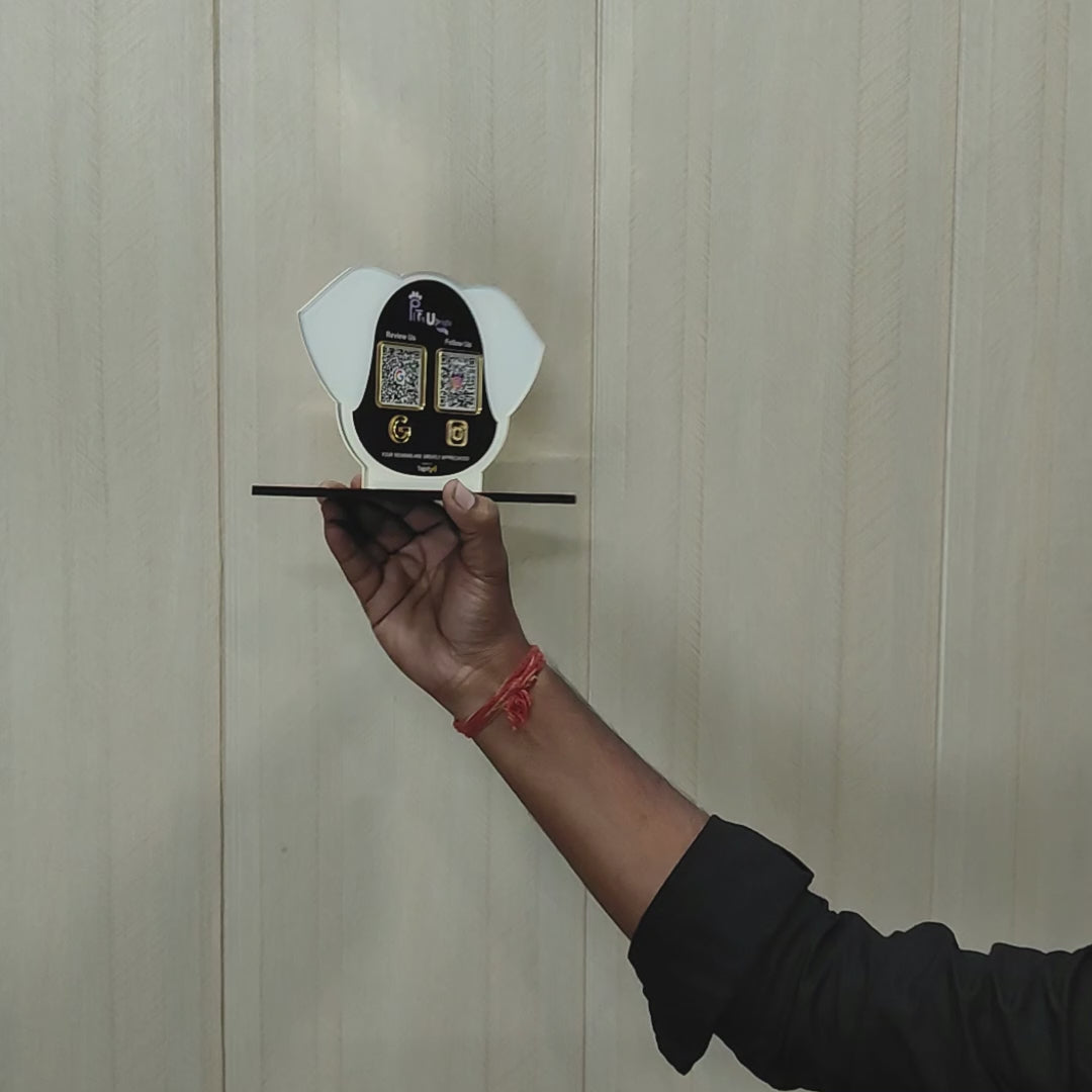 Pet Face Shape - Smart NFC 2-in-1 Table Top Standee - Black & White