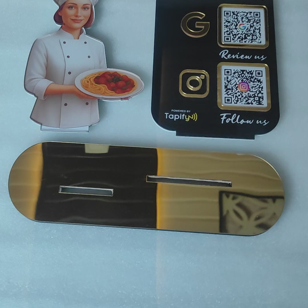 Chef Cutout Smart NFC 2QR Standee - For Restaurant