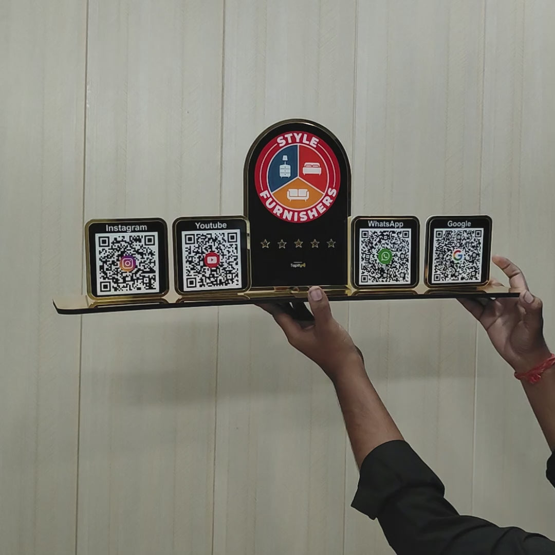 Digital Connect - Smart NFC 4 QR Tabletop Standee-Black Colour