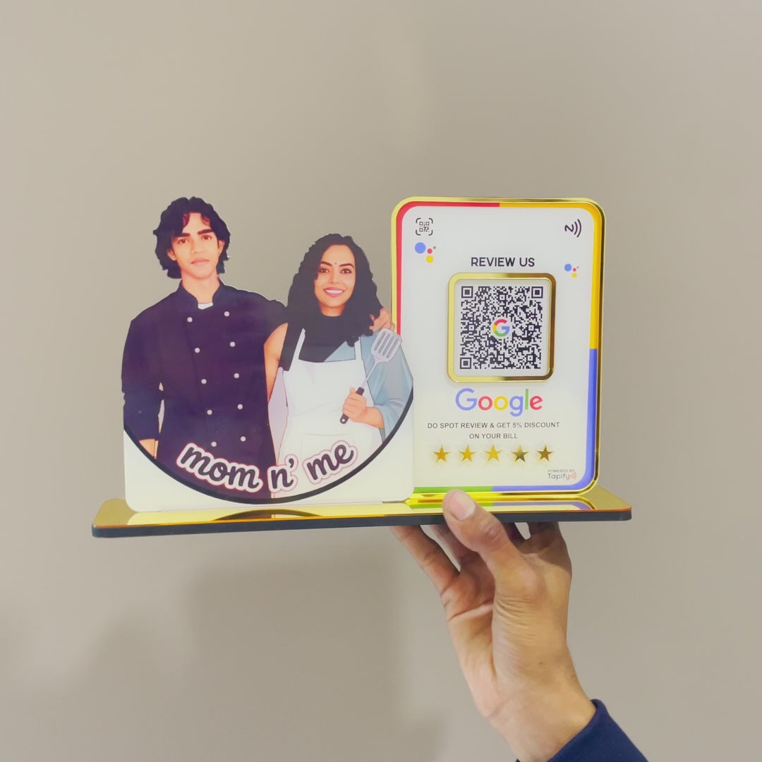 Your Custom Cutout Smart NFC - Premium  1QR Tabletop Standee-III