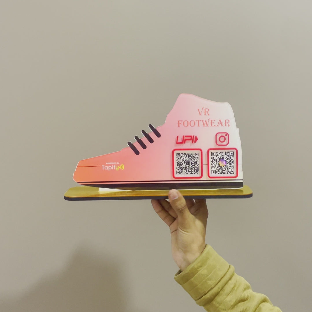 Shoe Shaped - Smart NFC 3-in-1 Tabletop Standee - With Gradient Background