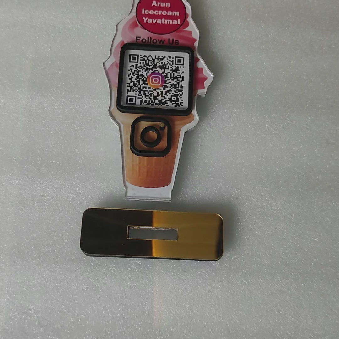 Ice Cream Shaped Smart NFC 1 QR Standee - For Ice Cream Shops