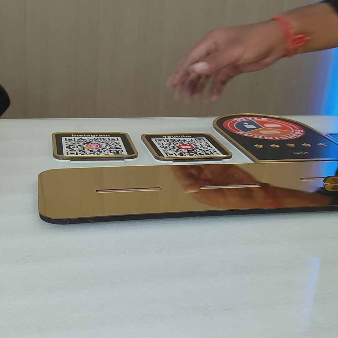 Digital Connect - Smart NFC 4 QR Tabletop Standee-Black Colour