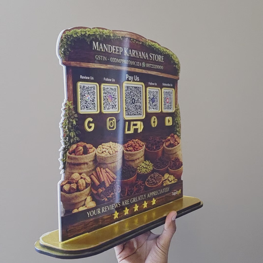 Spices Cutout Shaped 5QR Table Top Smart NFC Standee
