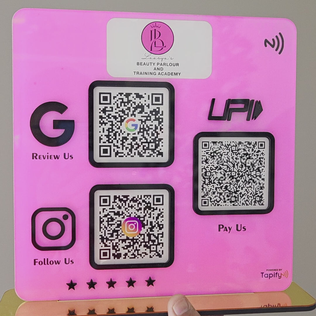 Vogue Series – NFC 3-in-1 Smart NFC Table Top  Standee-Pink Colour