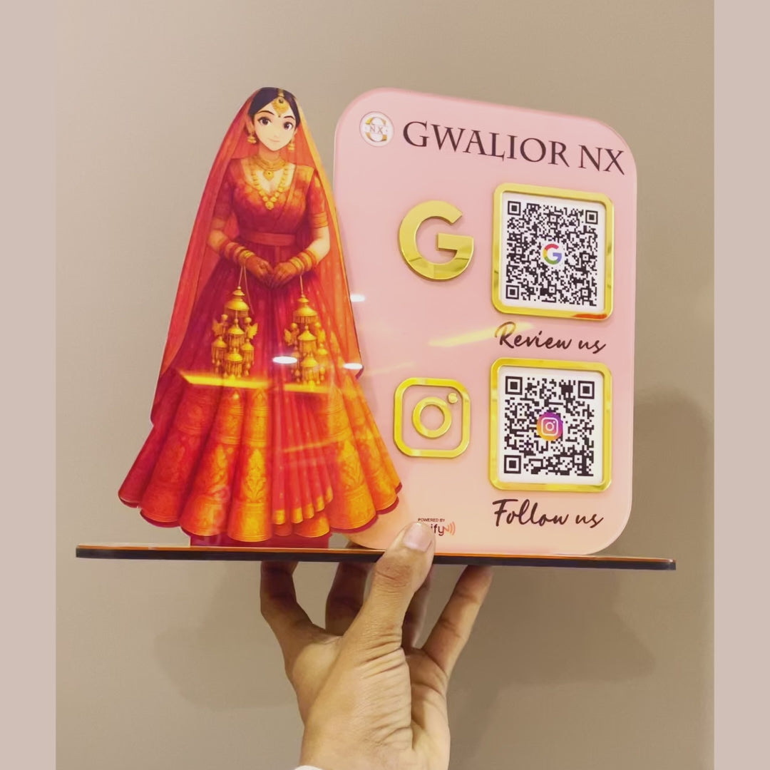 Bridal Cutout Smart NFC 2QR Standee - For Beauty Parlour & Garment Shop ( Big Size )