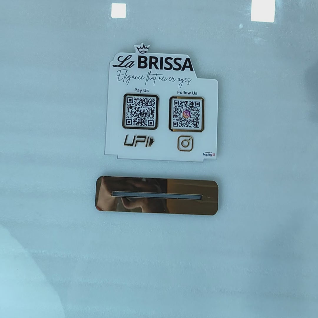 Logo Name Cutout Shaped -  Smart NFC 2QR-in-1 Tabletop Standee