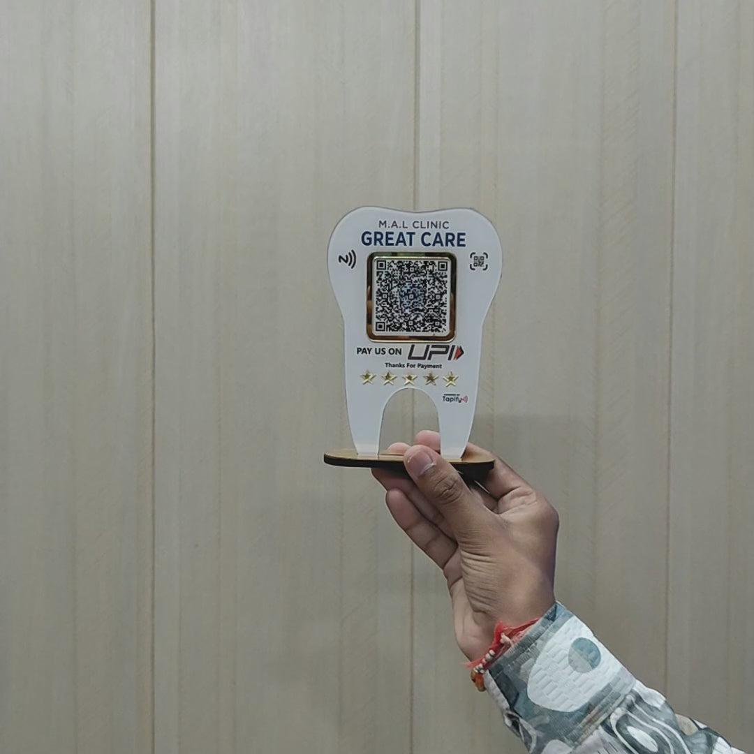 Dental Tooth Shaped UPI Payment Standee - For Dentists ( Without NFC )