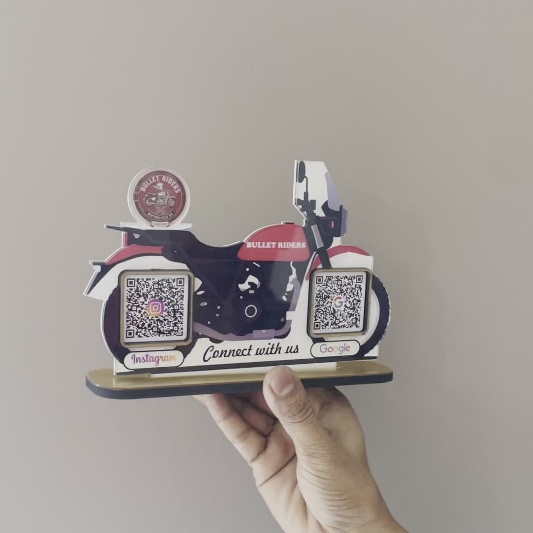 Adventure Bike Shaped  - Smart NFC 2-in-1 Tabletop Standee