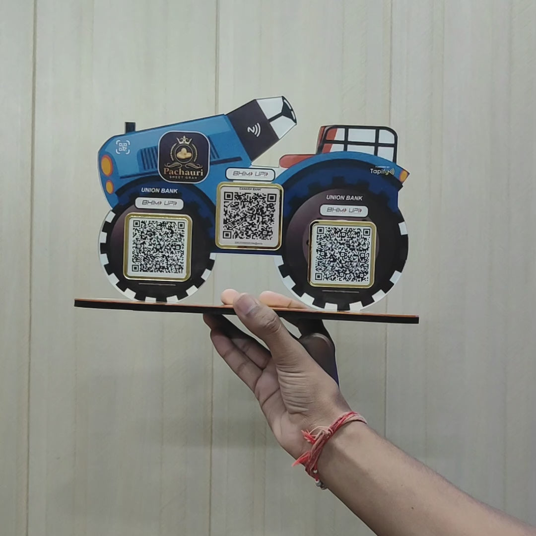 Tractor Shaped Smart NFC 3-in-1 Tabletop Standee