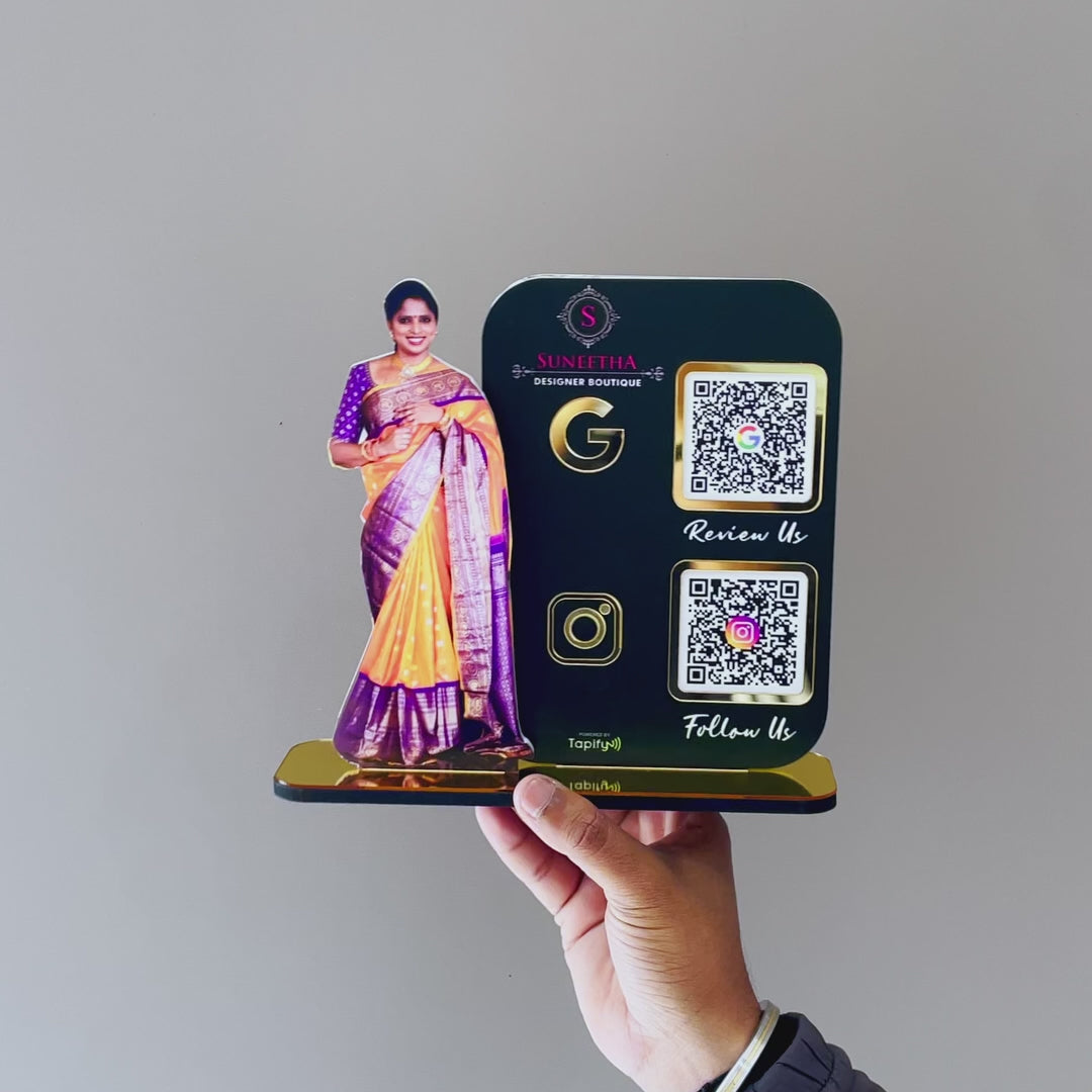 Lady Cutout Smart NFC 2-QR Standee - II