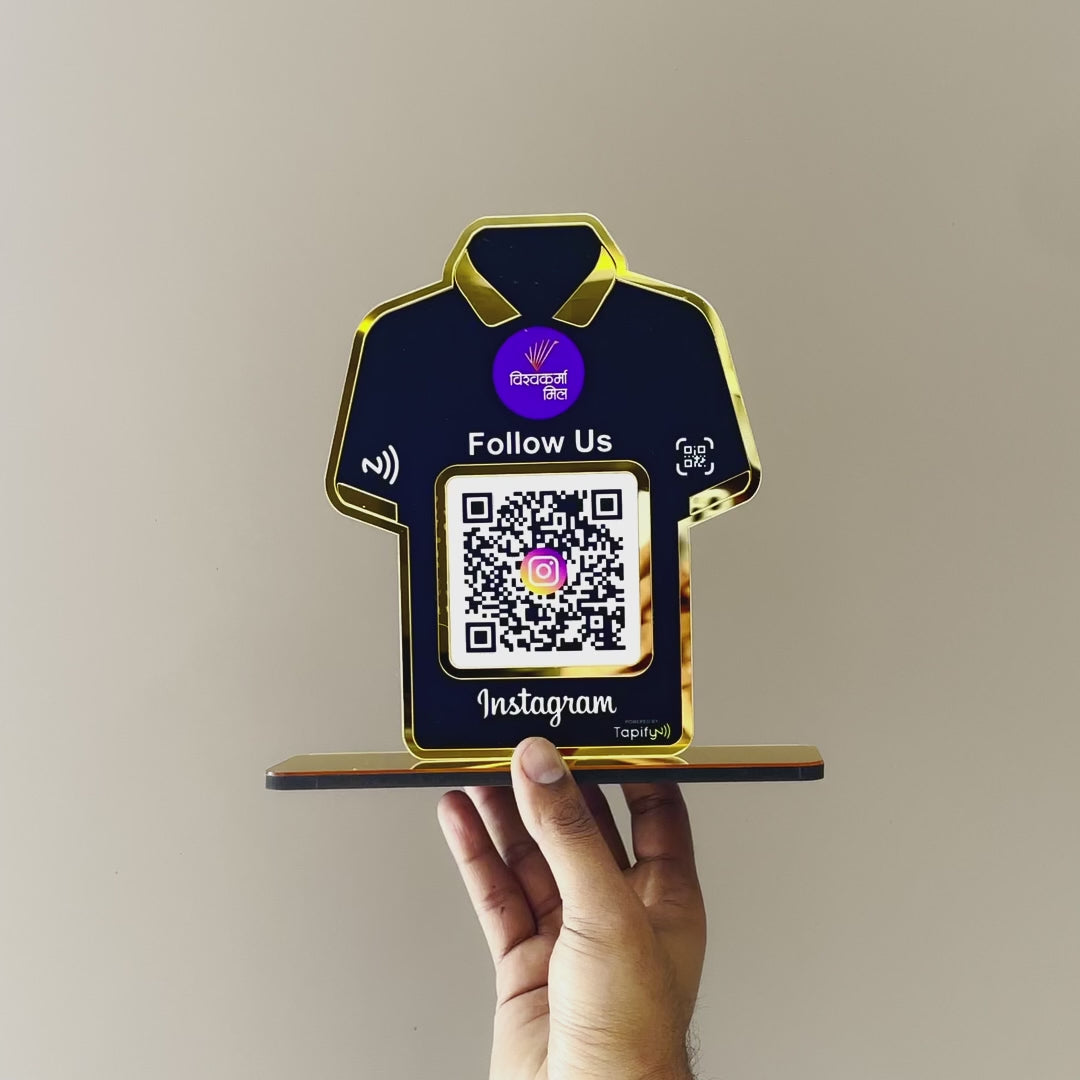 T-Shirt Shaped - Smart NFC 1QR Tabletop Standee