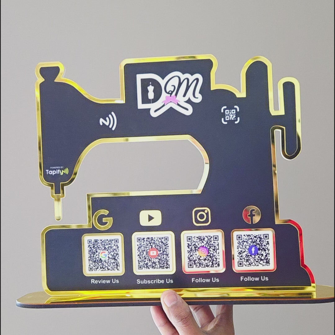 Sewing Machine Shaped - Smart NFC 4QR Table Top  Standee