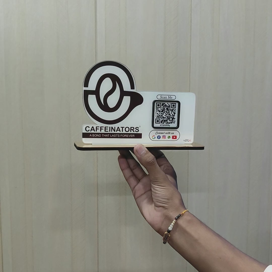 Logo Cutout Shaped - All in One Smart NFC 1 QR Table Top Standee